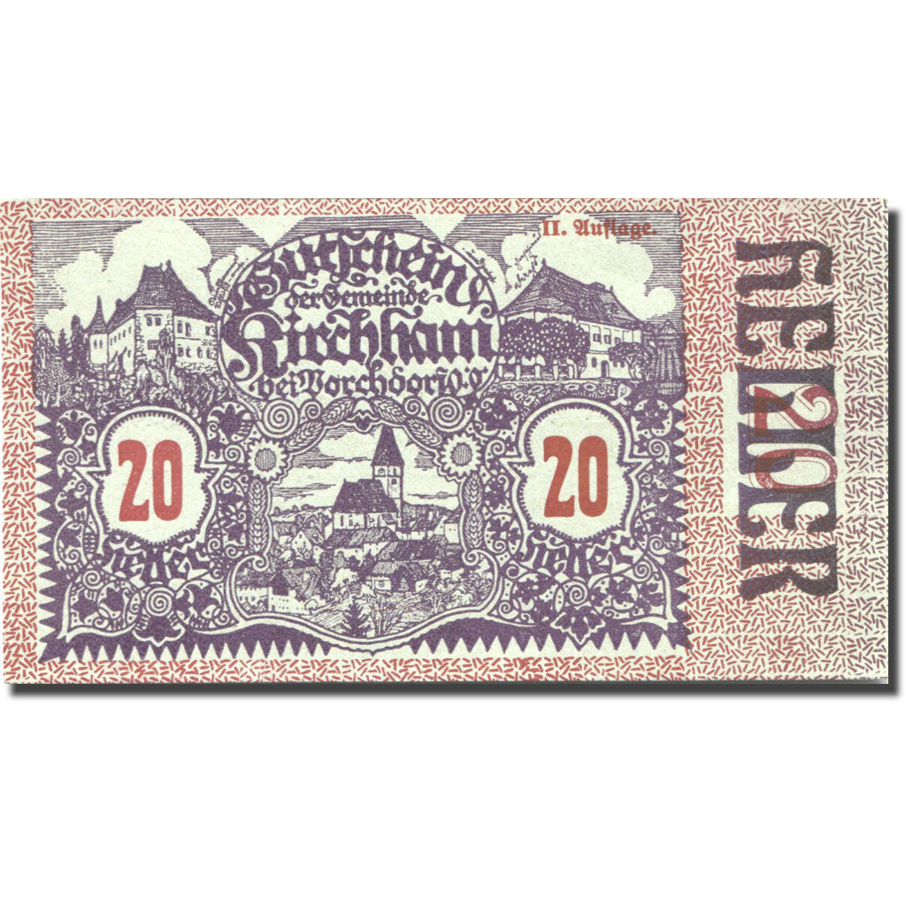 Banconote, Austria, Kirchham, 20 Heller, village 1920-05-09, SPL Mehl:FS 446Ia
