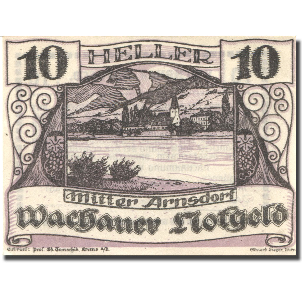Banknot, Austria, Spitz an der Donau, 10 Heller, paysage, 1920, 1920-09-30