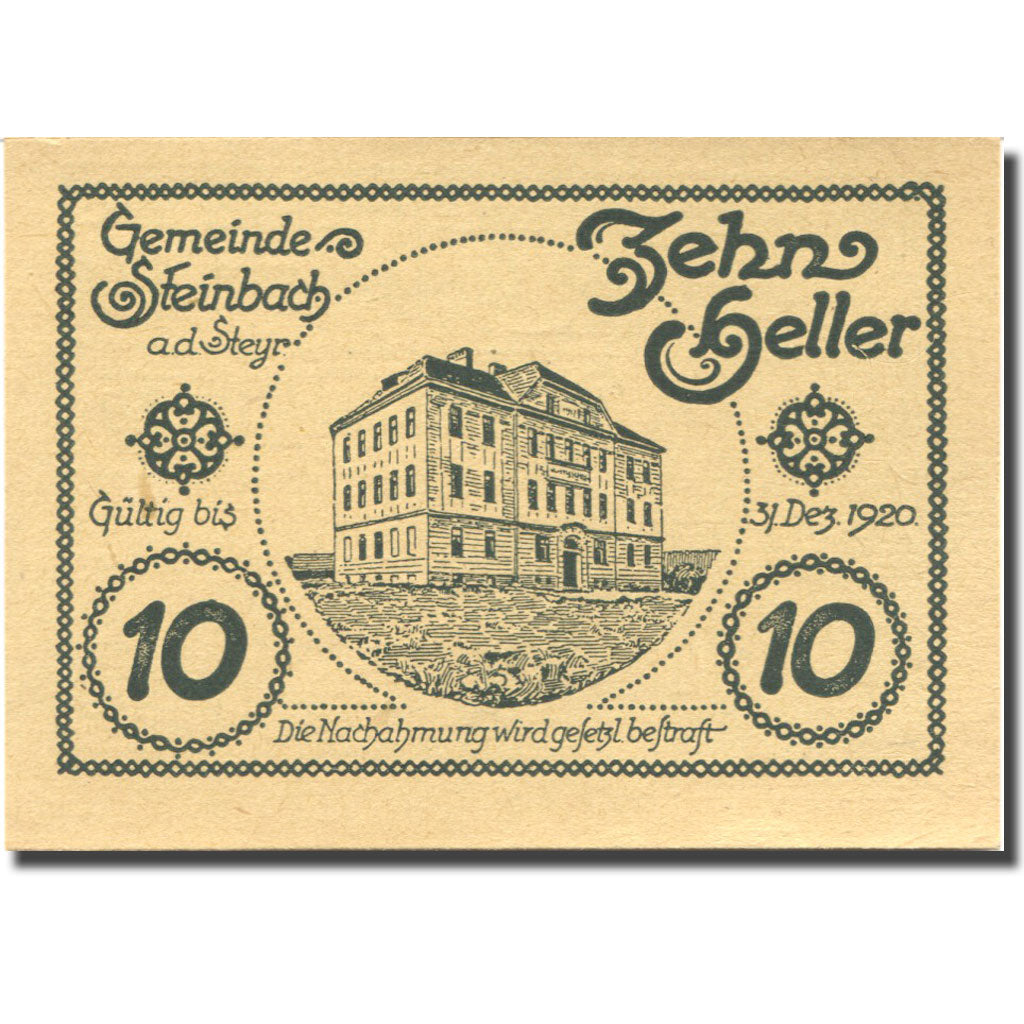 Geldschein, Österreich Steinbach a/d Steyr 10Heller Blason UNZ 1920 Mehl:FS 1025