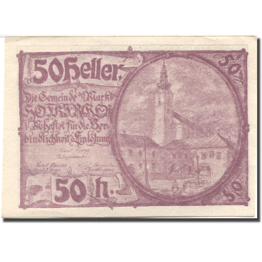 Geldschein, Österreich, Hofkirchen, 50 Heller, Eglise, 1920 VZ+ Mehl:FS 386Ic