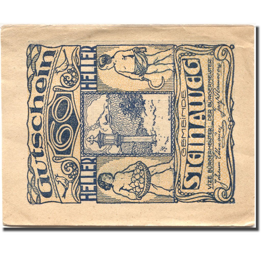 Nota, Áustria, Steinaweg, 60 Heller, personnage, 1920 EF(40-45) Mehl:FS 1023