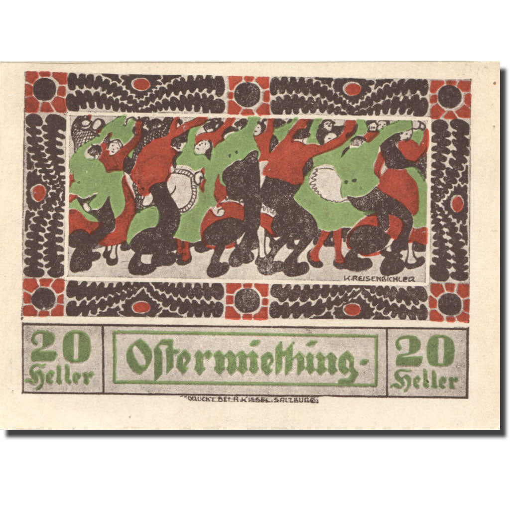 Billet, Autriche, Ostermiething, 20 Heller, personnage, 1920 SPL Mehl:FS 713II