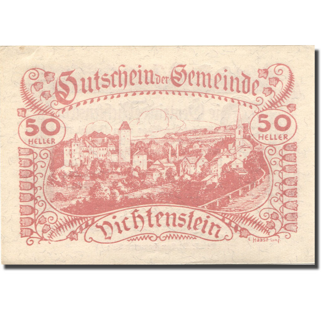 Billet, Autriche, Vichtenstein, 50 Heller, village, 1920 SPL Mehl:FS 1108