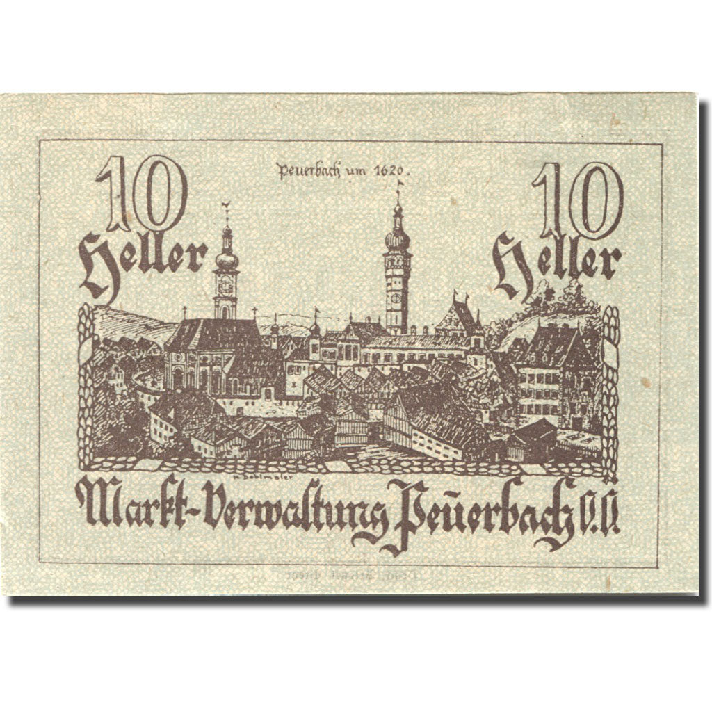 Billet, Autriche, Peuerbach, 10 Heller, village 1920-12-31 SUP, Mehl:FS 742Id1