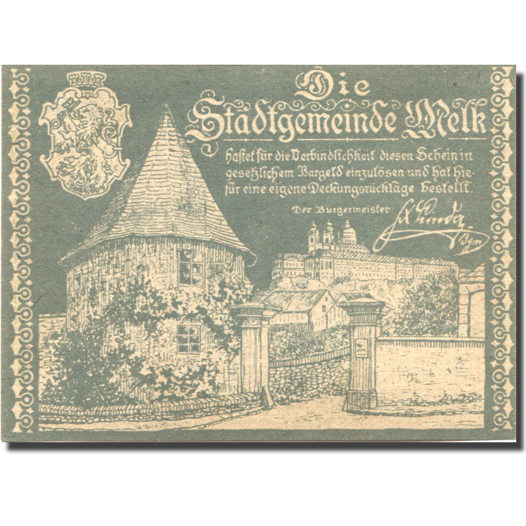 Banconote, Austria, Melk, 20 Heller, château 1920-12-31, SPL Mehl:FS 605II