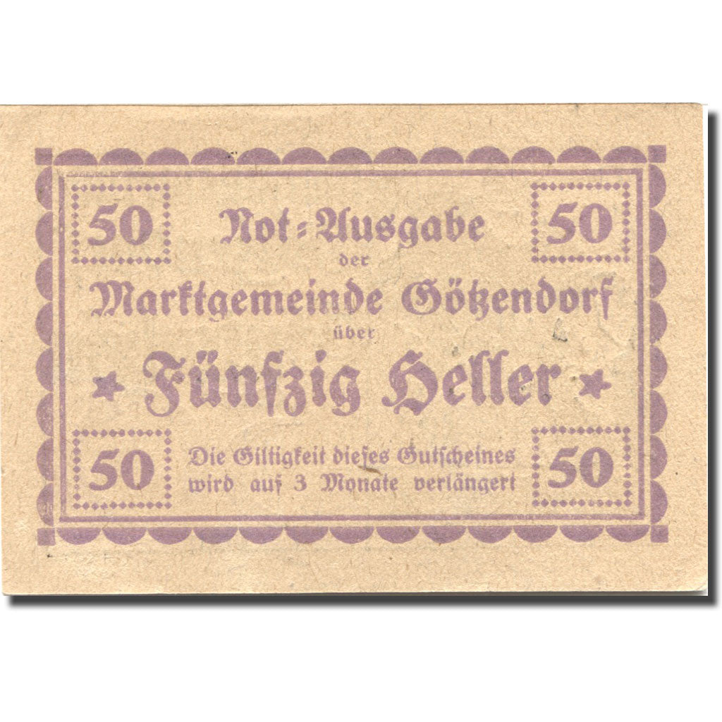 Banconote, Austria, Rot, 50 Heller, chevalier 1, 1920 SPL lila Mehl:FS 246IId