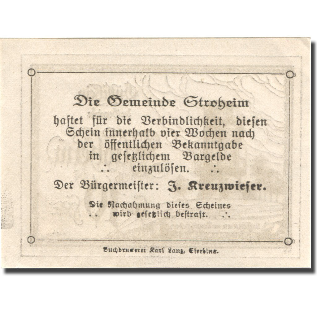 Banconote, Austria, Stroheim, 10 Heller, ruine, SPL, Mehl:FS 1050Ia