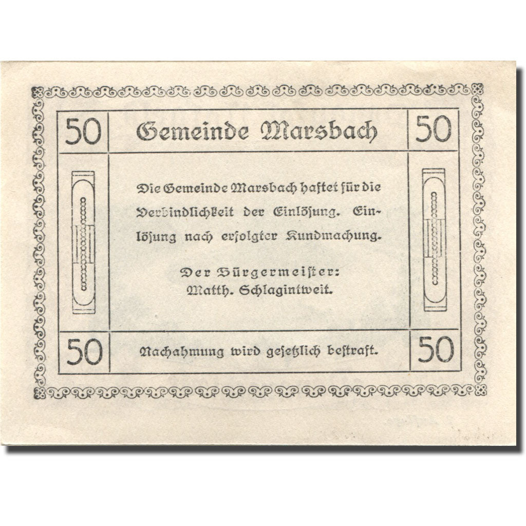 Banconote, Austria, Marsbach, 50 Heller, montagne, SPL, Mehl:FS 127d