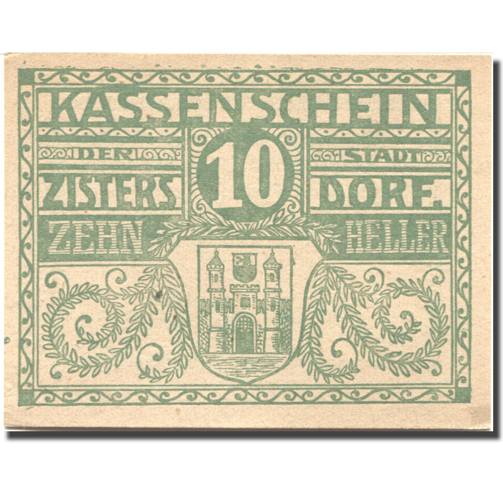 Billet, Autriche, Zistersdorf, 10 Heller, Blason 1920-12-31 SPL Mehl:FS 1277a