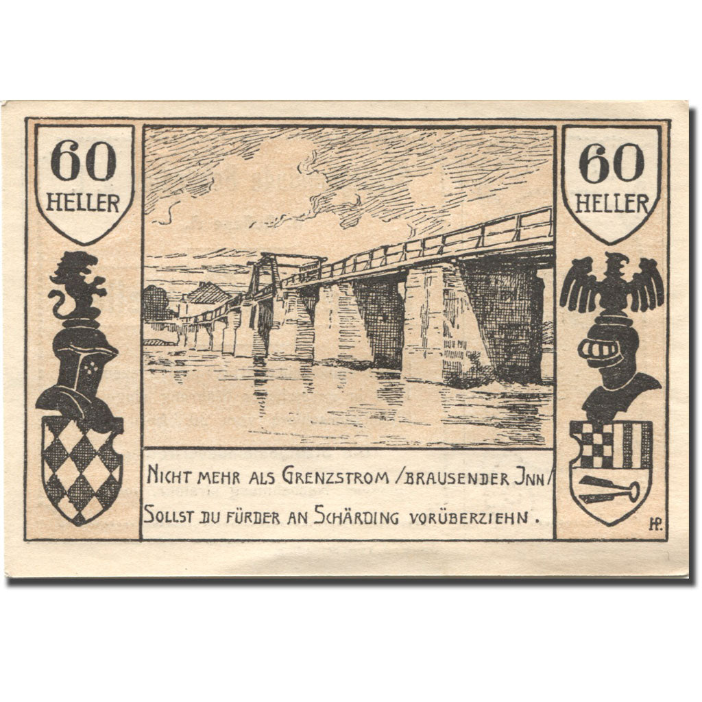 Billet, Autriche, Schärding, 60 Heller, pont 1920-12-31, SUP+ Mehl:FS 951IIb