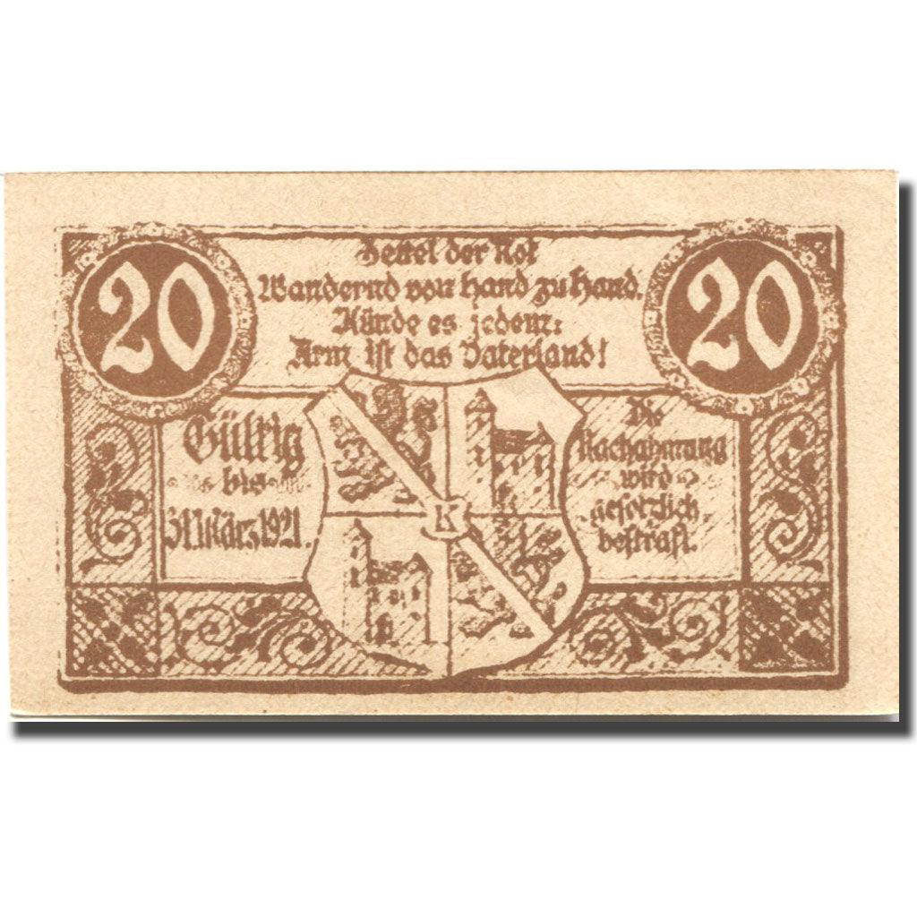 Geldschein, Österreich, Kirchdorf, 20 Heller, Blason 1921 UNZ- Mehl:FS 445Ib