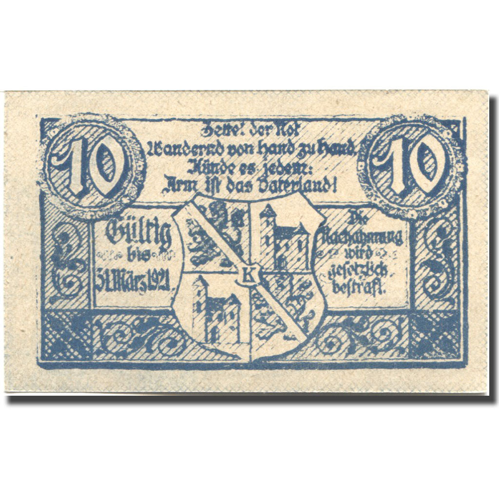 Billet, Autriche, Kirchdorf a/d Krems, 10 Heller, Blason, 1921 SPL Mehl:FS 445Ib