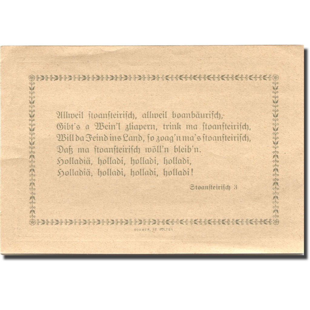 Banconote, Austria, Mitterbach, 75 Heller, montagne, 1920 SPL- Mehl:FS 618c