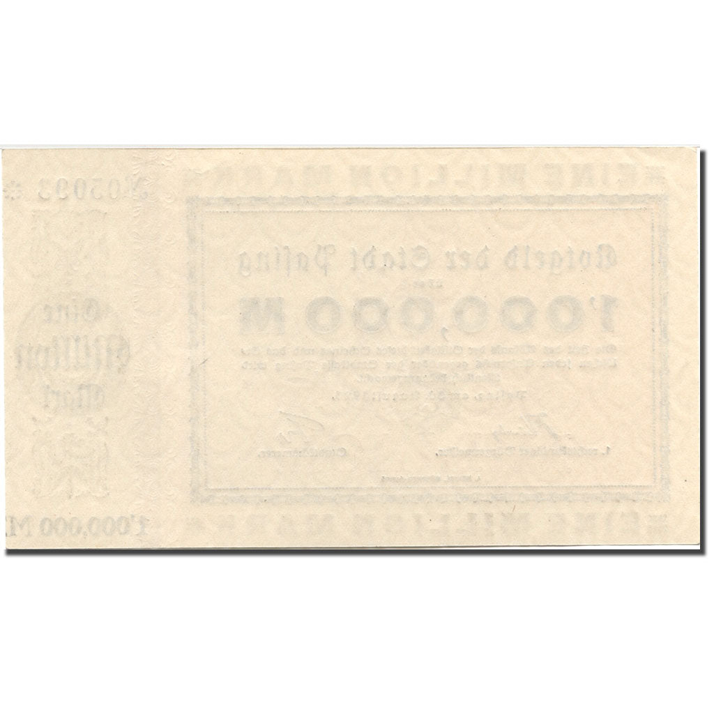 Banconote, Germania, Pasing, 1 Million Mark, valeur faciale 1923-08-30 SPL