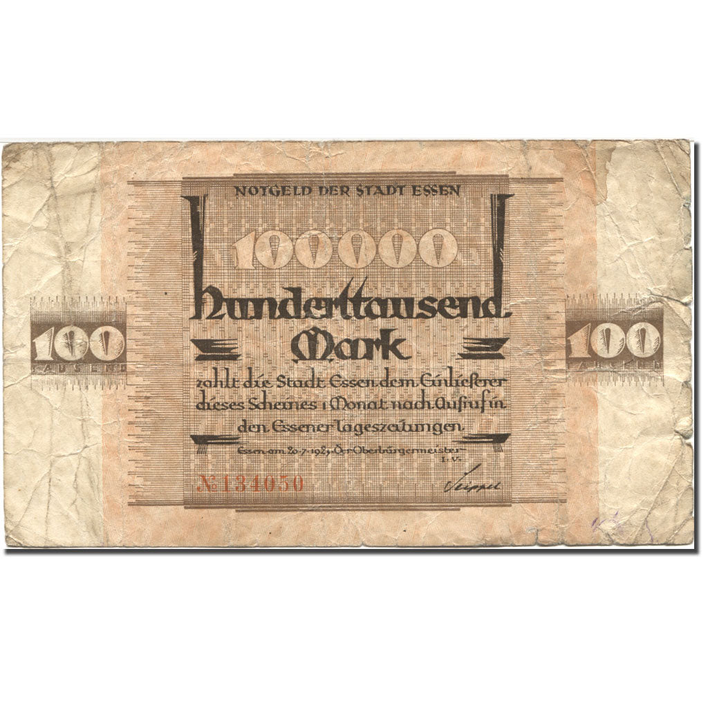 Banconote, Germania, Essen, 100 000 Mark, Blason, 1923, 1923-07-20, MB