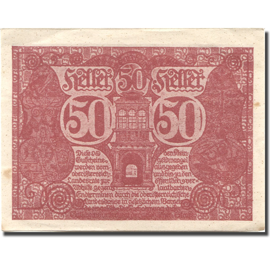 Billet, Autriche, Linz, 50 Heller, village, 1920, SUP rouge Mehl:FS 443