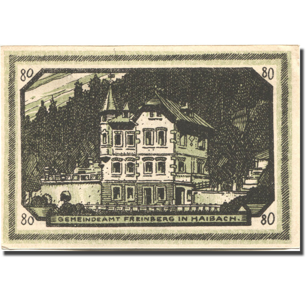 Billet, Autriche, Freinberg, 80 Heller, château 1921-12-31, SPL Mehl:FS 211IIa
