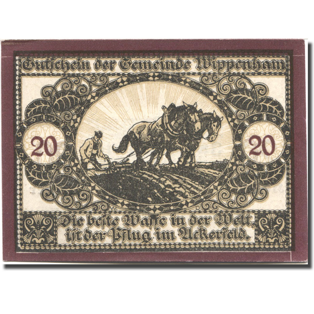 Banknot, Austria, Wippenham, 20 Heller, agriculteur, 1920, 1920-06-06, UNC(63)