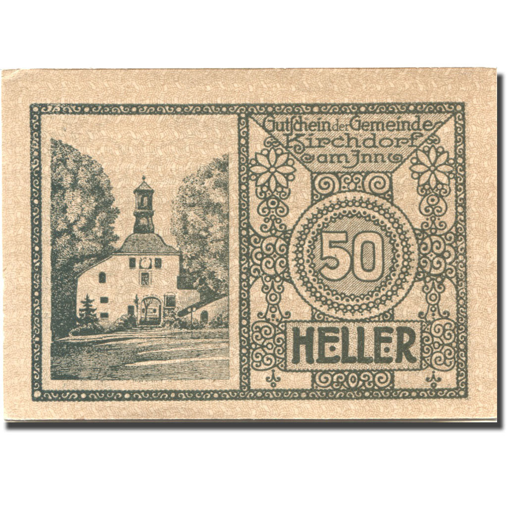 Banknote, Austria, Kirchdorf a/Inn, 50 Heller, Eglise, 1920 UNC(63) Mehl:FS 44a