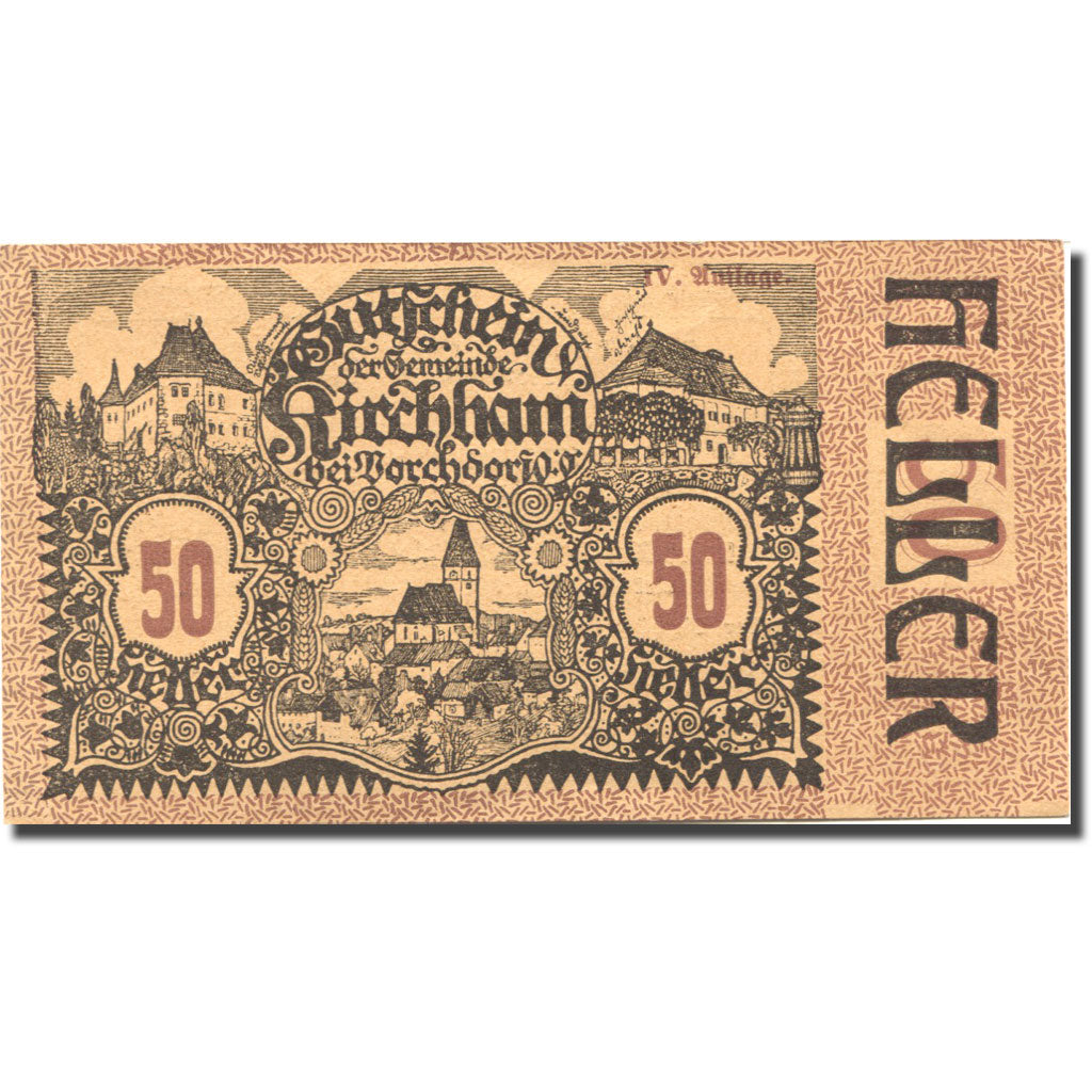 Geldschein, Österreich, Kirchham, 50 Heller, château, 1920 UNZ- Mehl:FS 446