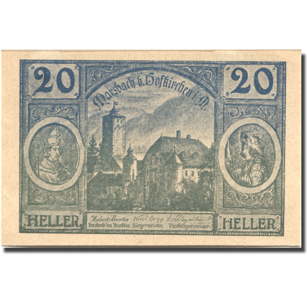 Geldschein, Österreich, Hofkirchen, 20 Heller, château, 1920 UNZ Mehl:FS 386Id2