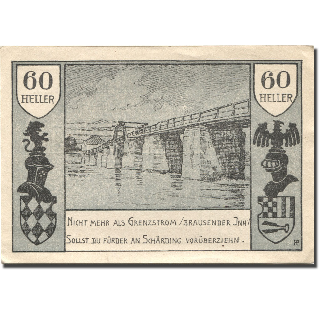 Banconote, Austria, Schärding, 60 Heller, pont, 1920 SPL Mehl:FS 951IIa