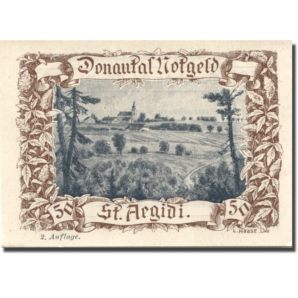 Banconote, Austria, St Aegidi, 50 Heller, paysage, SPL, Mehl:FS 127j