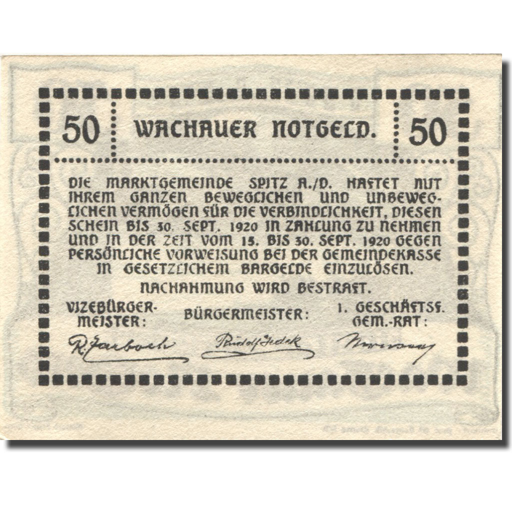 Banconote, Austria, Mitter Arnsdorf, 50Heller 1920 SPL Mehl:FS 1122.6IIa