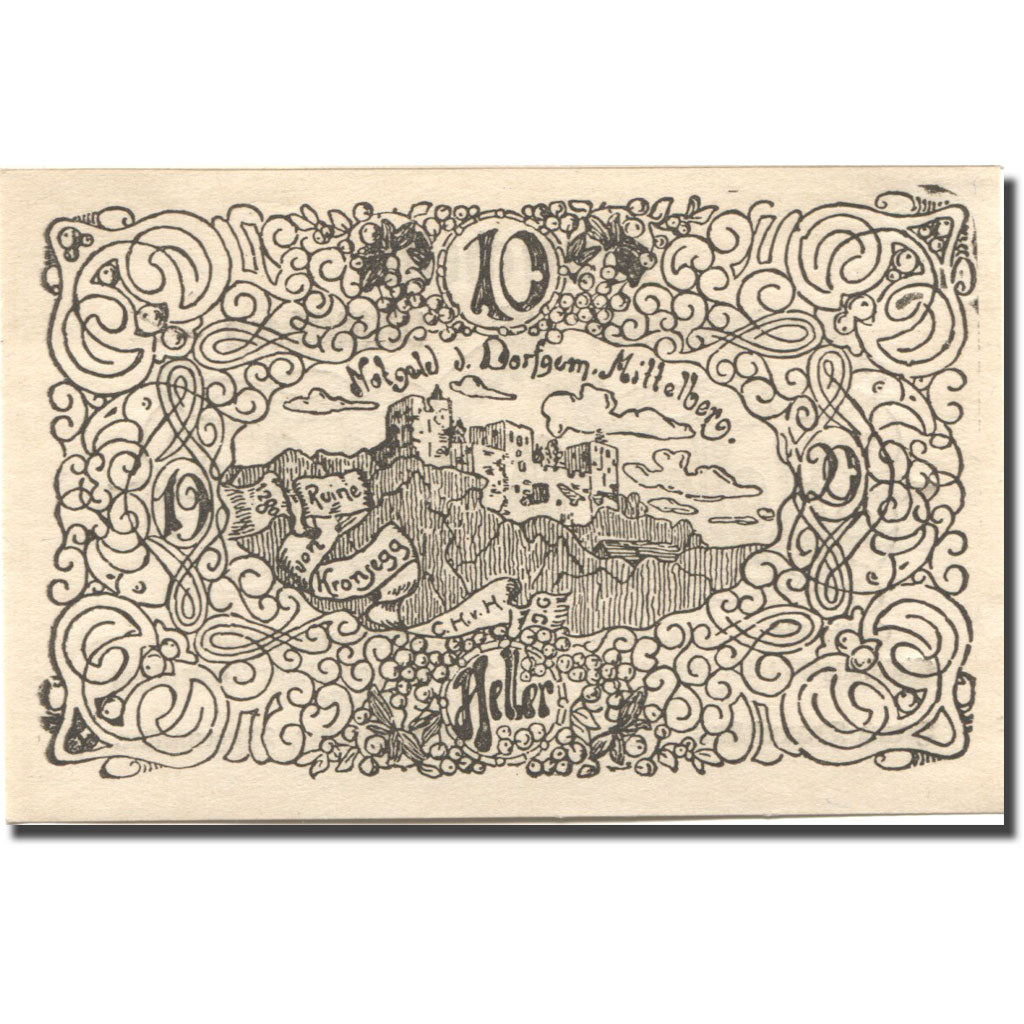 Banconote, Austria, Mittelberg, 10 Heller, ruine 1920-12-31, SPL Mehl:FS 158