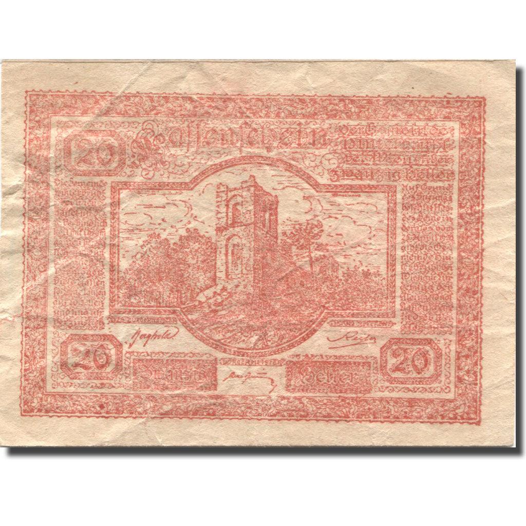 Banconote, Austria, Hinterbrühl, 20 Heller, château, 1920 BB Mehl:FS 376Ia