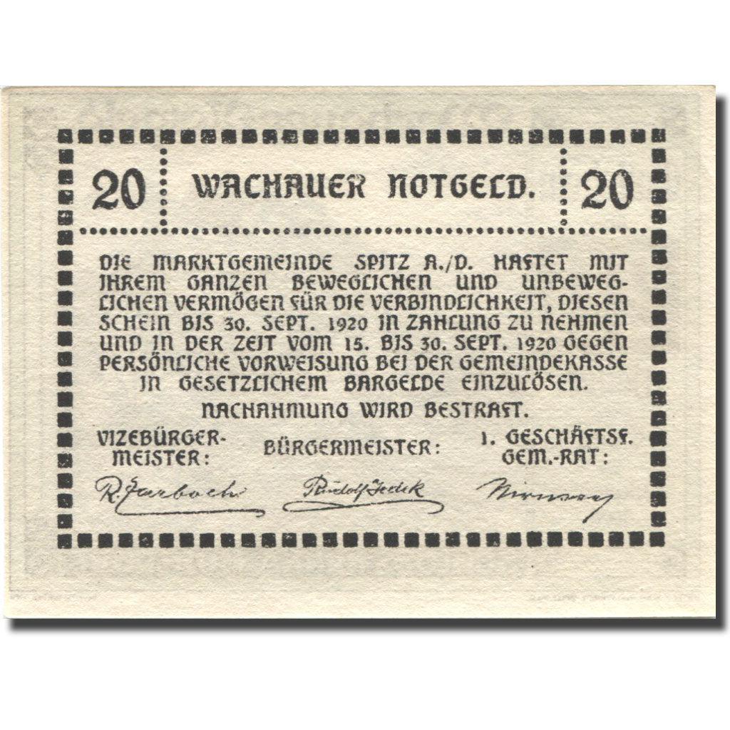 Biljet, Oostenrijk, Ranna-Muhldorf 20Heller, château, 1920 SPL Mehl:FS 1122.7IIa