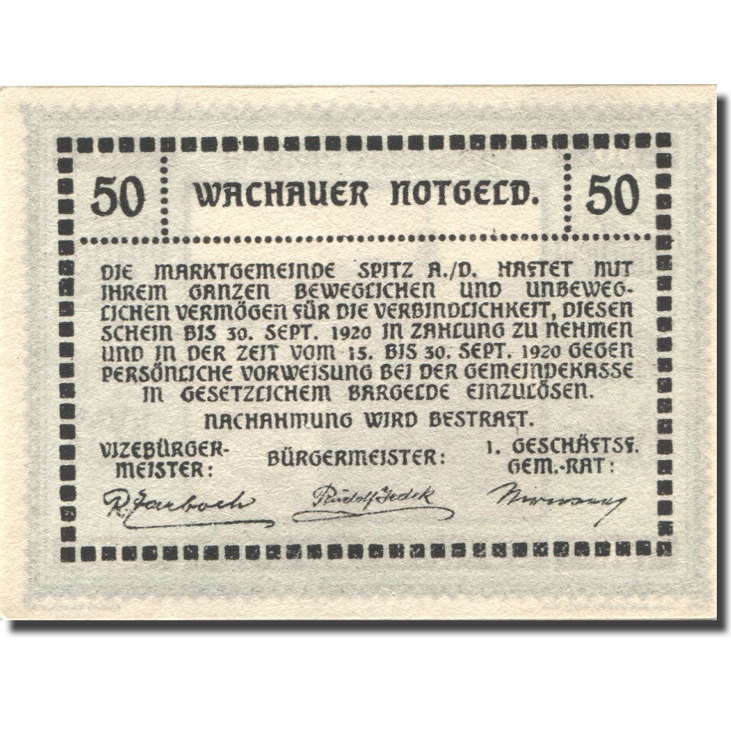 Nota, Áustria, Emmersdorf, 50 Heller 1920 UNC(63) blue Mehl:FS 1122.5IIa