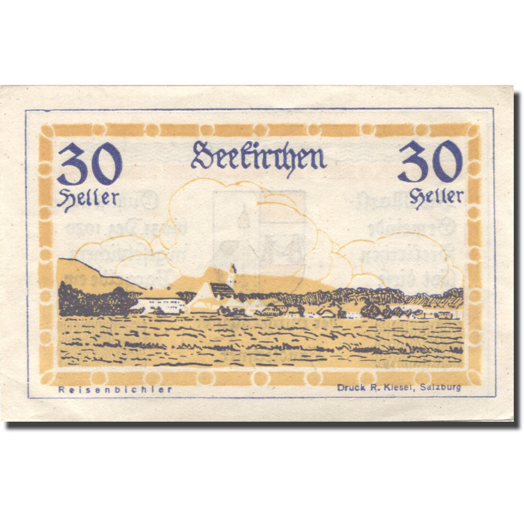 Geldschein, Österreich, Seekirchen, 30 Heller, village, 1920 VZ Mehl:FS 987b