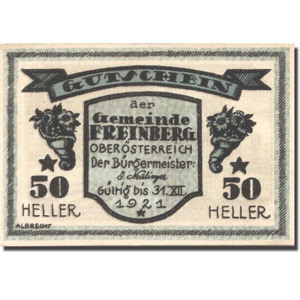 Geldschein, Deutschland, Freinberg, 50Heller, personnage, 1921 UNZ Mehl:FS211IIa