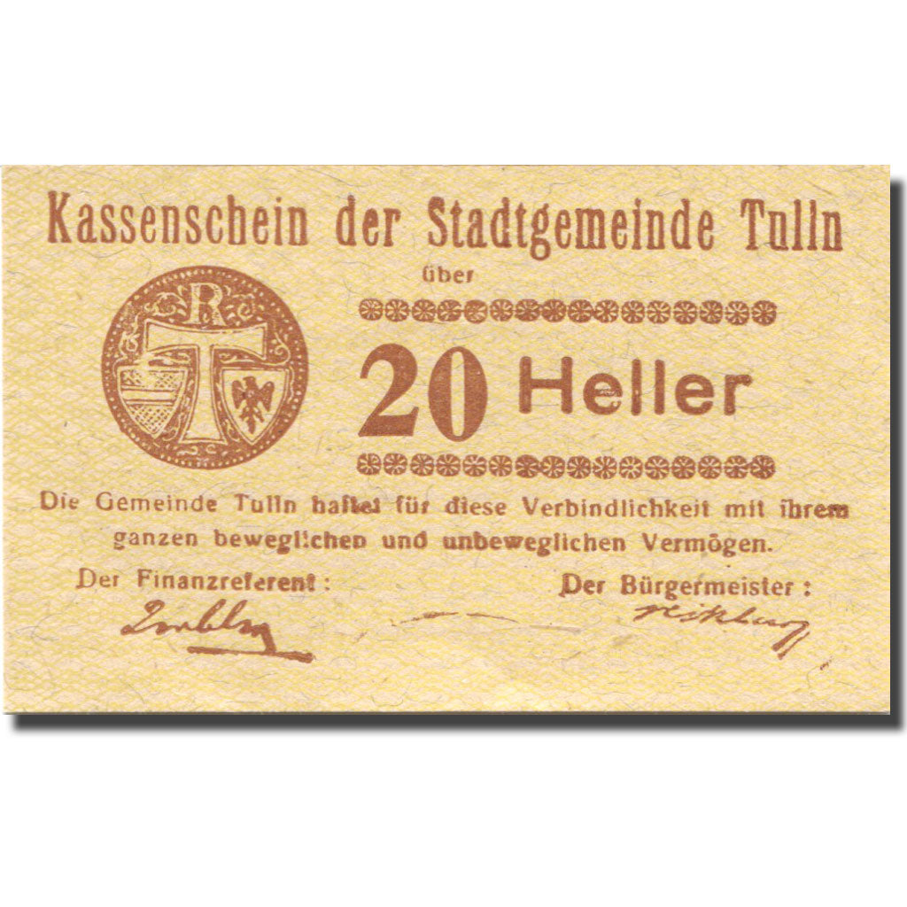 Banknote, Austria, Tulln, 20Heller valeur faciale, 1920 UNC(63) Mehl:FS 1083I.12