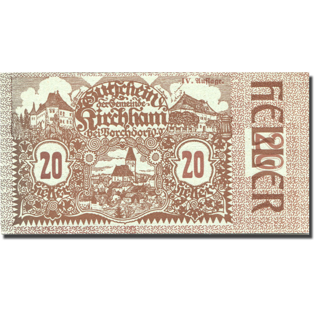 Banconote, Austria, Kirchham, 20 Heller, village 1920-05-09, SPL Mehl:FS 446