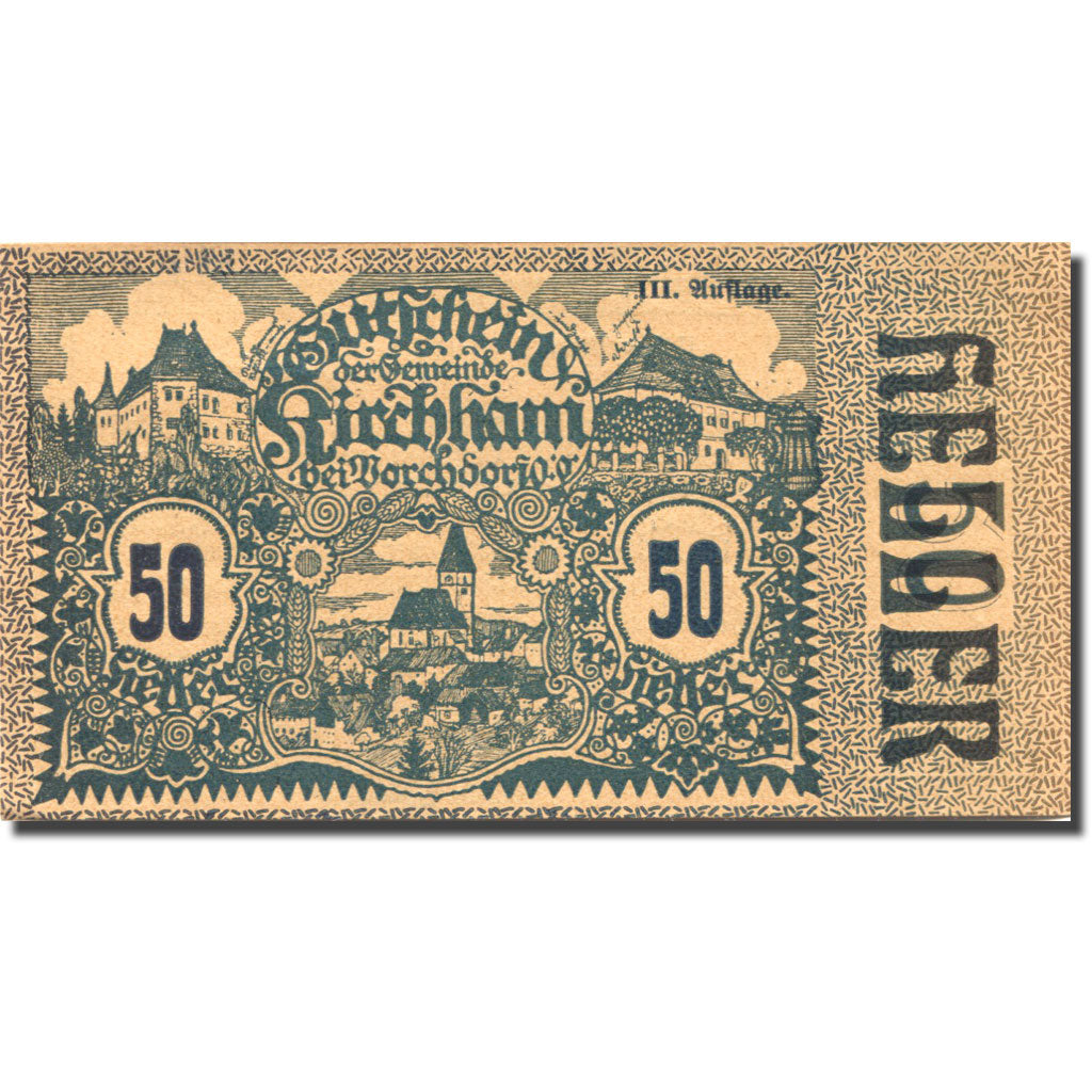 Banconote, Austria, Kirchham, 50 Heller, village 1920-05-09, SPL Mehl:FS 446