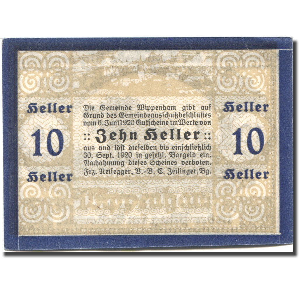 Billete, Austria, Wippenham, 10 Heller, agriculteur, 1920, EBC Mehl:FS 1247a