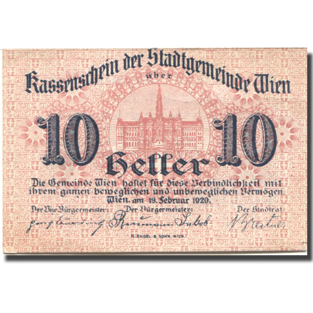 Banconote, Austria, Vienne, 10 Heller, château 1920-06-30, SPL Mehl:FS 1183IIbA