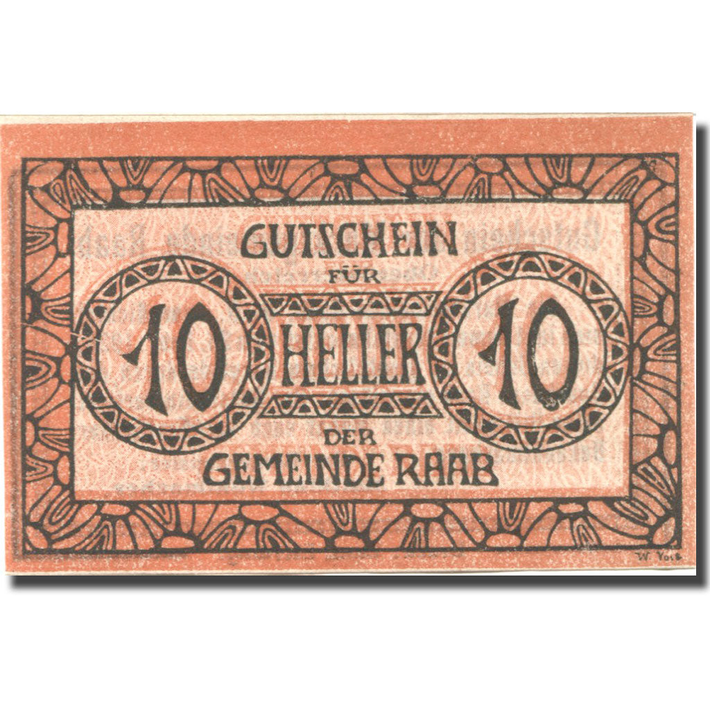 Nota, Áustria, Raab, 10 Heller, valeur faciale, 1920 UNC(63)  Mehl:FS 805Ia