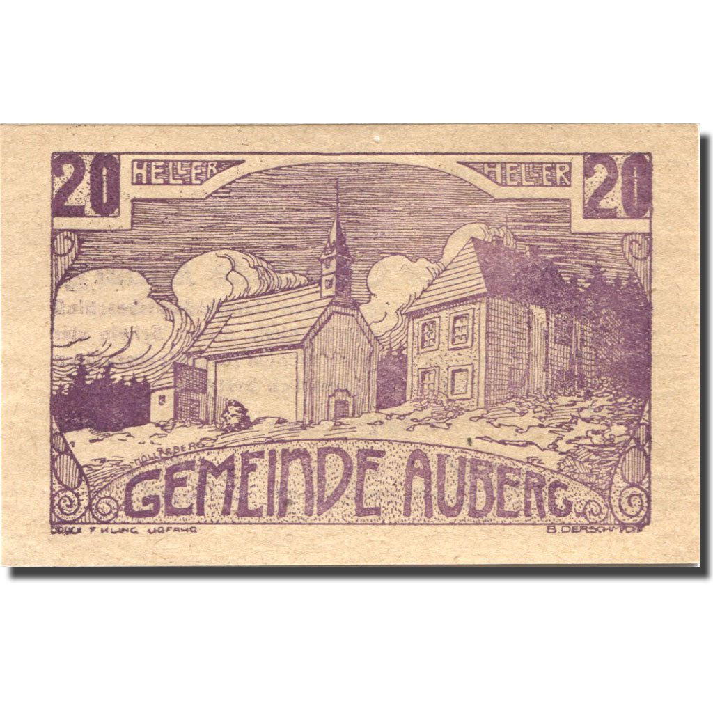 Geldschein, Österreich, Auberg, 20 Heller, Eglise, 1920 UNZ- Mehl:FS 66bB