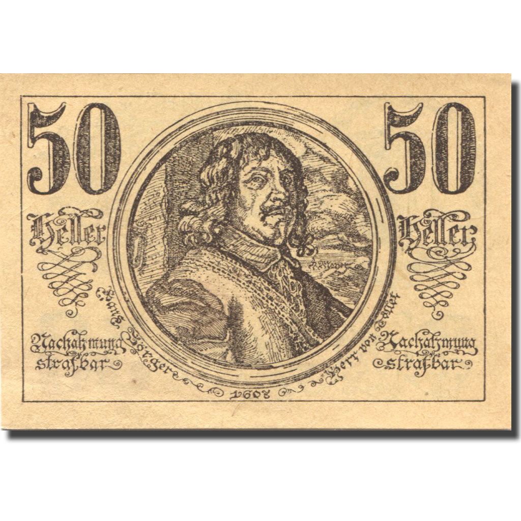 Banconote, Austria, St Georgen, 50 Heller, personnage, 1921 SPL  Mehl:FS 890