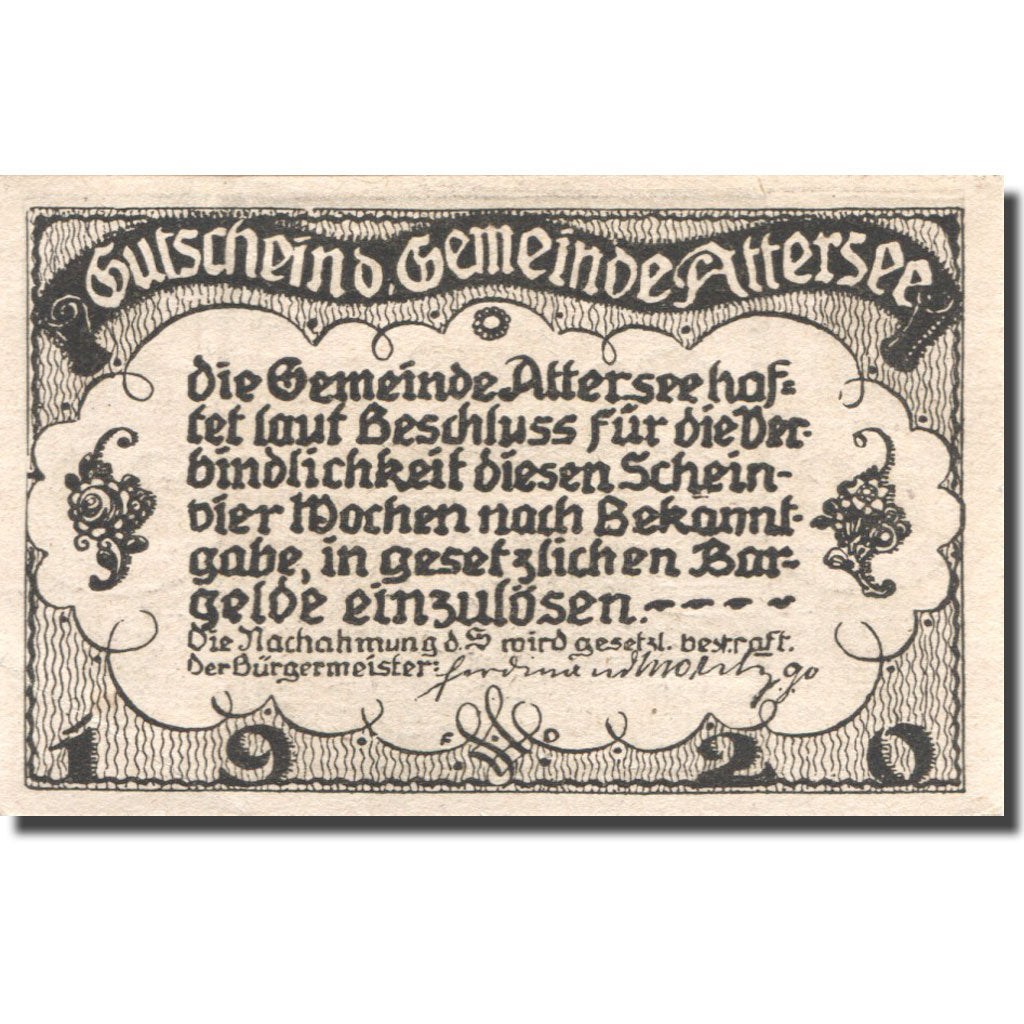 Banconote, Austria, Attersee, 20 Heller, village, 1920, SPL, Mehl:FS 60a
