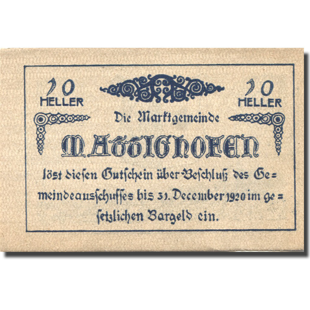 Banconote, Austria, Hofen, 20 Heller, Blason 1920-12-31, SPL Mehl:FS 594c
