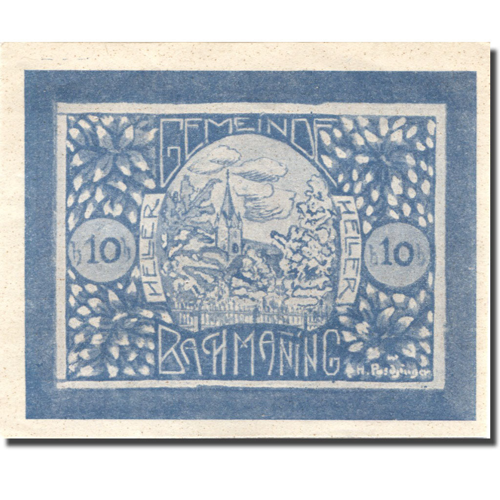 Banconote, Austria, Bachmanning, 10 Heller, village, 1921 SPL Mehl:FS 721a