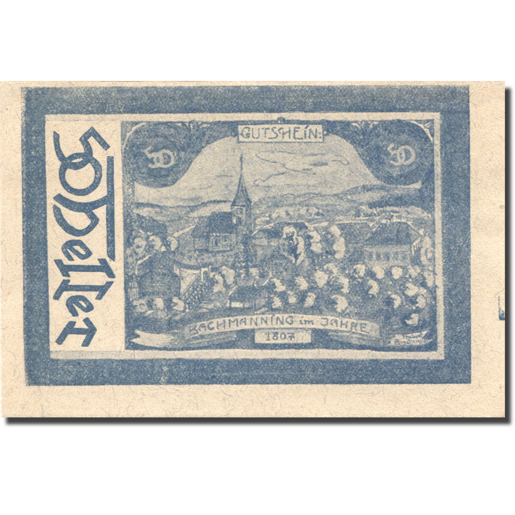 Geldschein, Österreich, Bachmanning, 50Heller village 1921 blau UNZ Mehl:FS 721c
