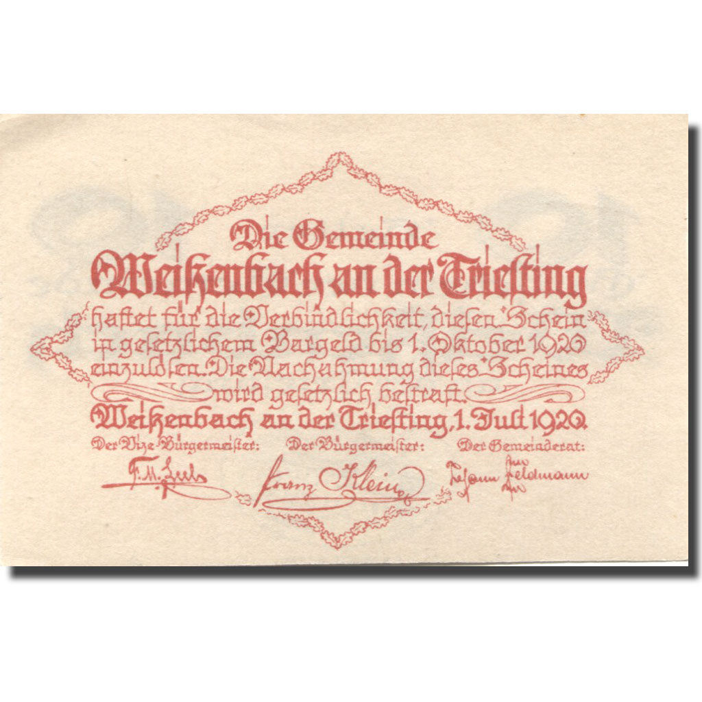 Geldschein, Österreich, Weizenbach 10 Heller, château, 1920 UNZ Mehl:FS 1155a
