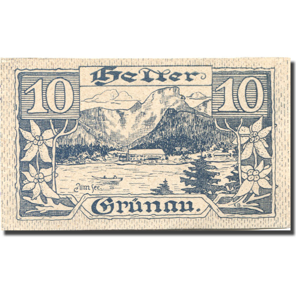 Geldschein, Österreich, Grünau, 10 Heller, montagne, 1920 UNZ- Mehl:FS 300b