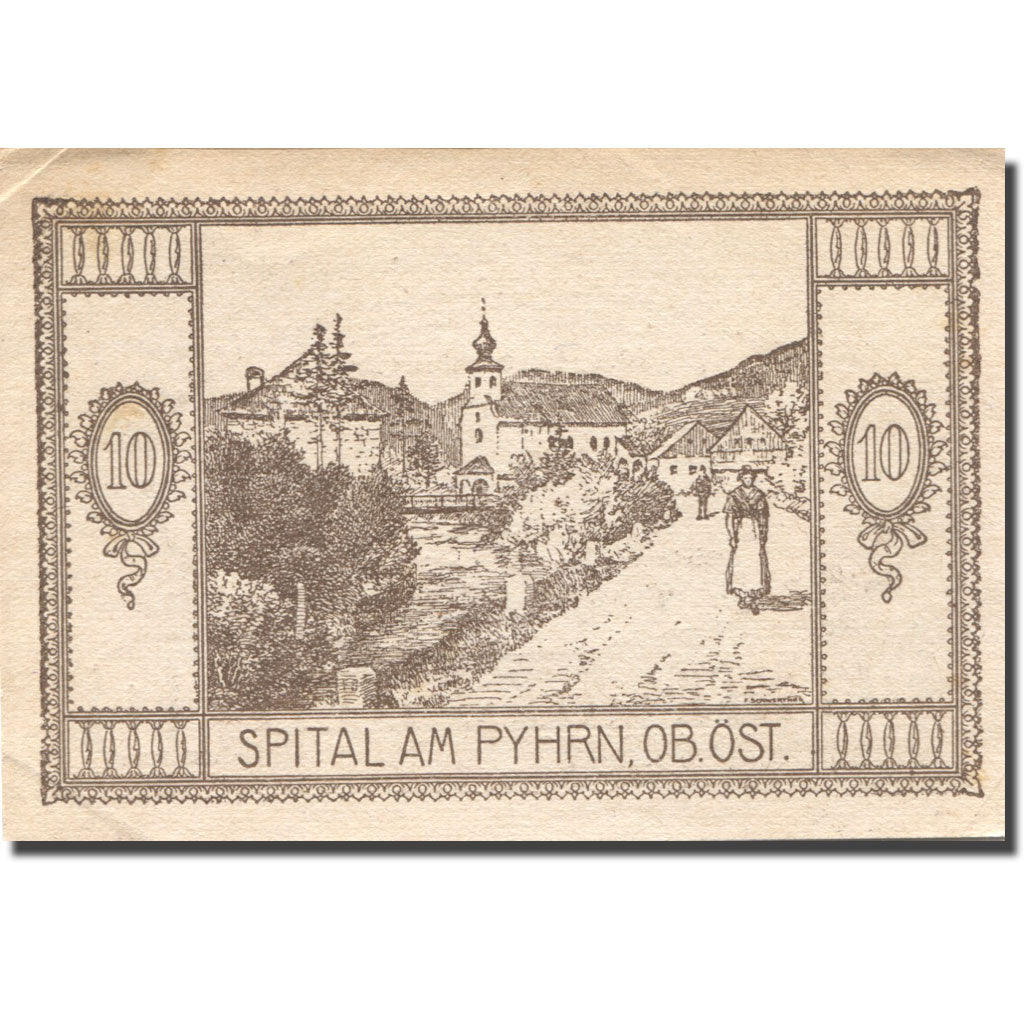 Banknot, Austria, Spital am Pyhrn, 10 Heller, village, 1921, 1921-03-31