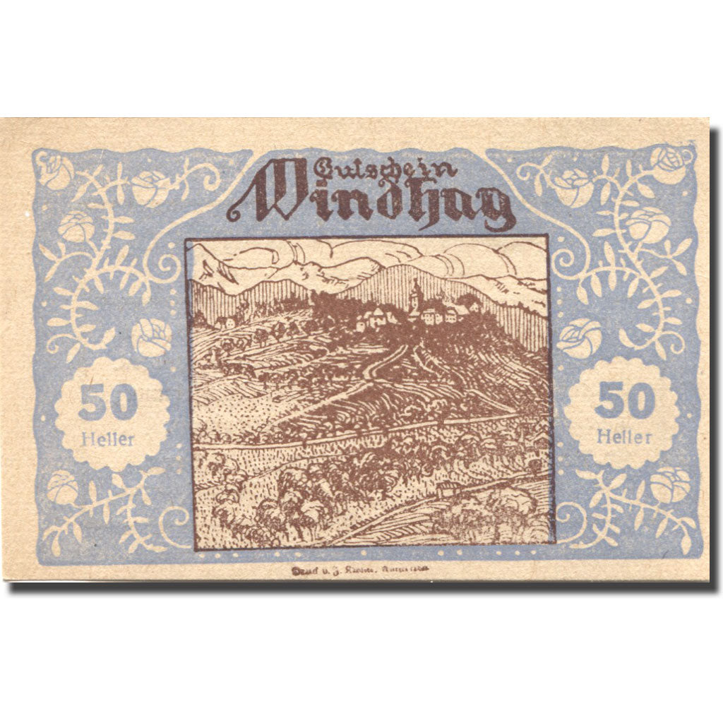 Geldschein, Österreich, Windhag, 50 Heller, village, 1920 UNZ- Mehl:FS 1244e